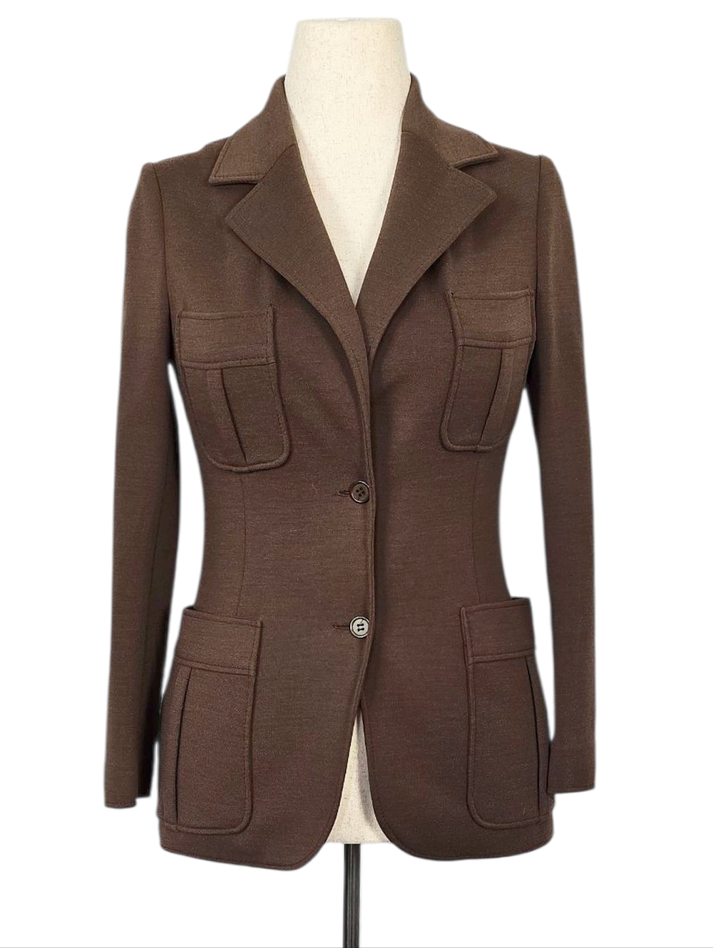 1970s Vintage Jacket 70s Blazer ILGWU Pocket Brown Small Fitted Tailored Act III